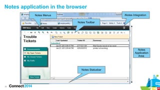 26
Notes application in the browser
Notes Statusbar
Notes Toolbar
Notes Menus iNotes Integration
Notes
Application
Area
 