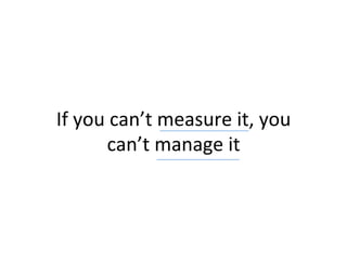 If	
  you	
  can’t	
  measure	
  it,	
  you	
  
can’t	
  manage	
  it	
  
35	
  
 