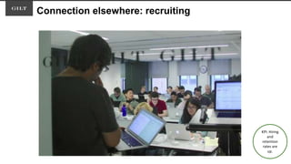 Connection elsewhere: recruiting
KPI: Hiring
and
retention
rates are
up.
 