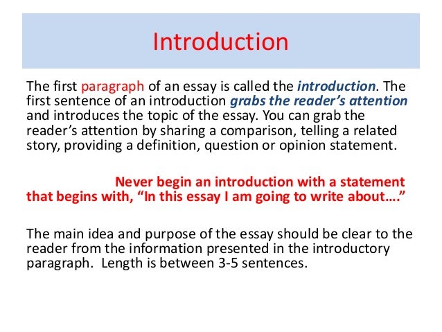 Introduction sentences for essays