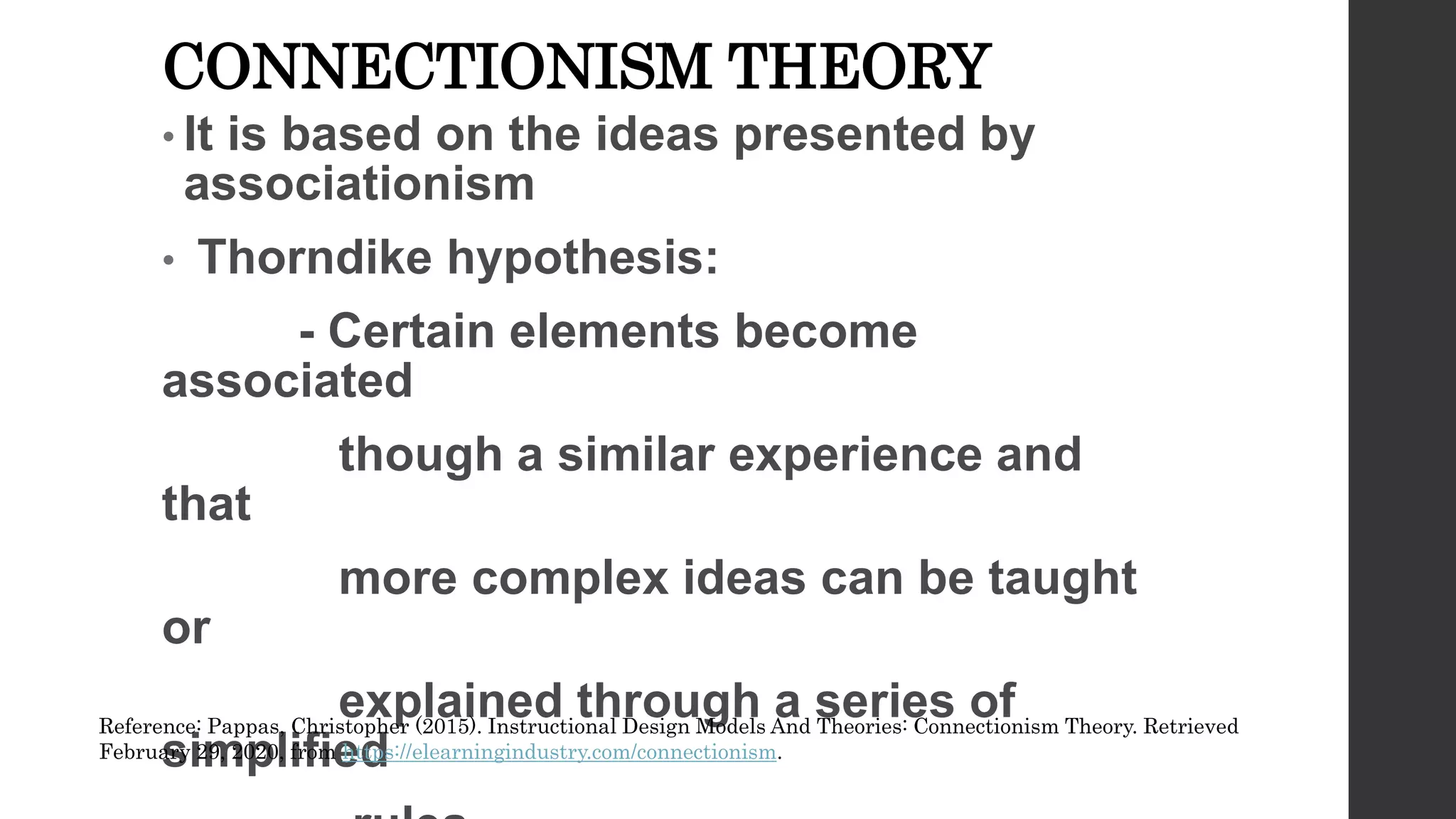 CONNECTIONISM THEORY OF EDWARD THORNDIKE PPT