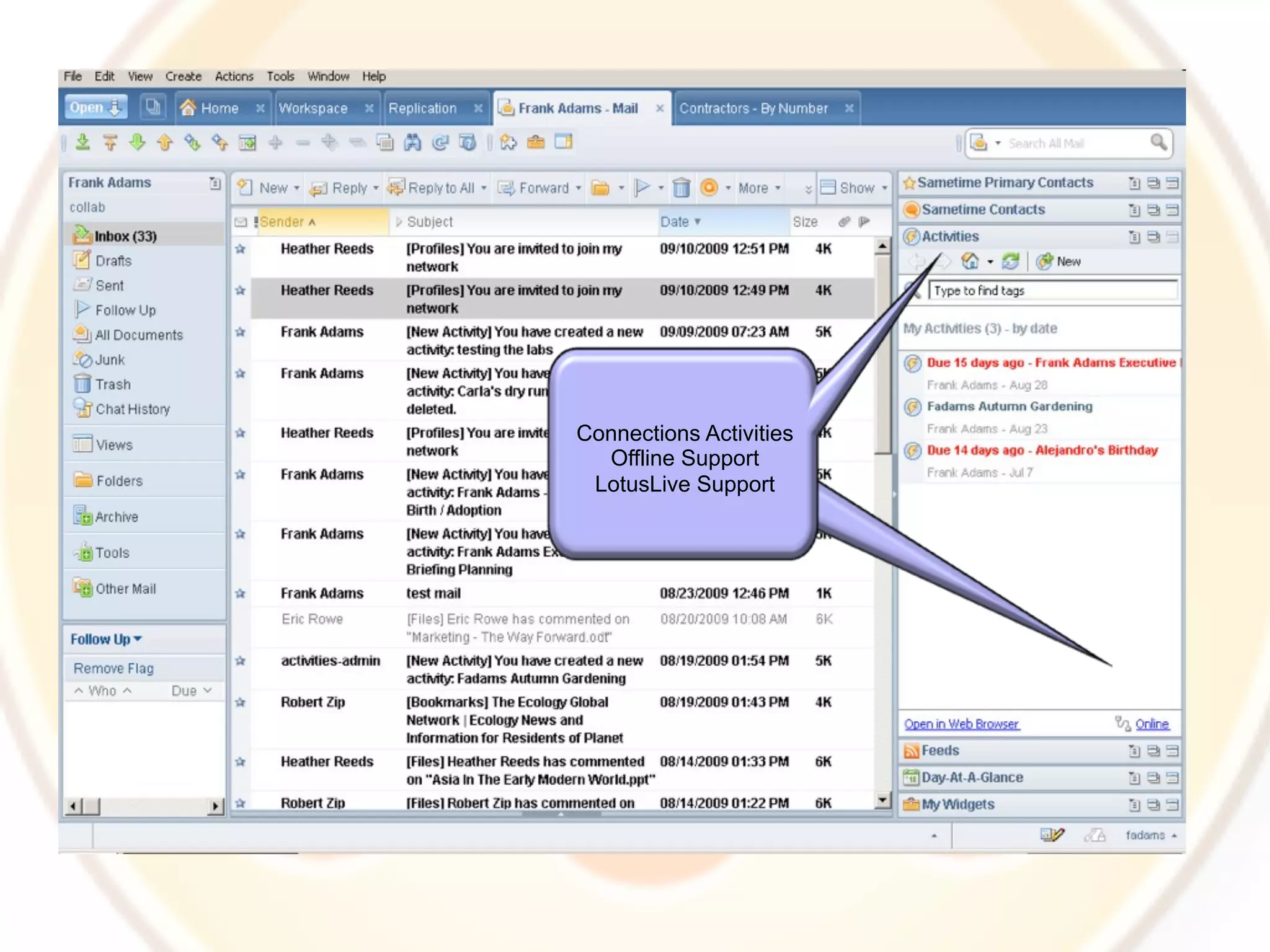 Connections Activities
  Offline Support
 LotusLive Support
 