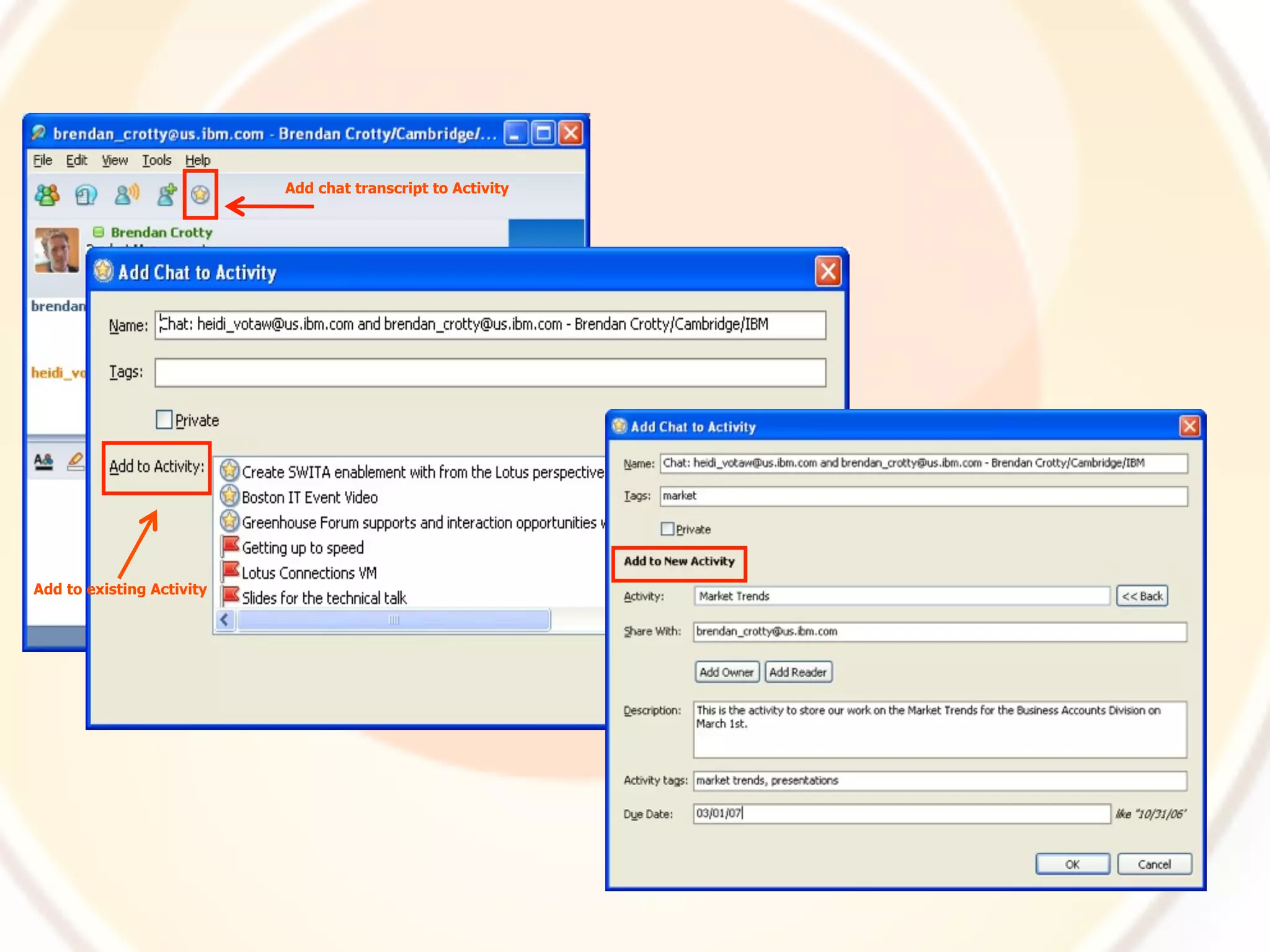 Add chat transcript to Activity




Add to existing Activity
 