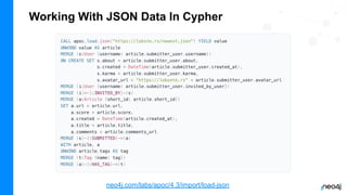 Working With JSON Data In Cypher
neo4j.com/labs/apoc/4.3/import/load-json
 
