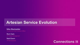 Artesian Service Evolution
Mike Blackadder
Founder and Chief Customer Officer
Rich Clark
VP Product Management
Matt Elsom
VP Risk Solutions
 