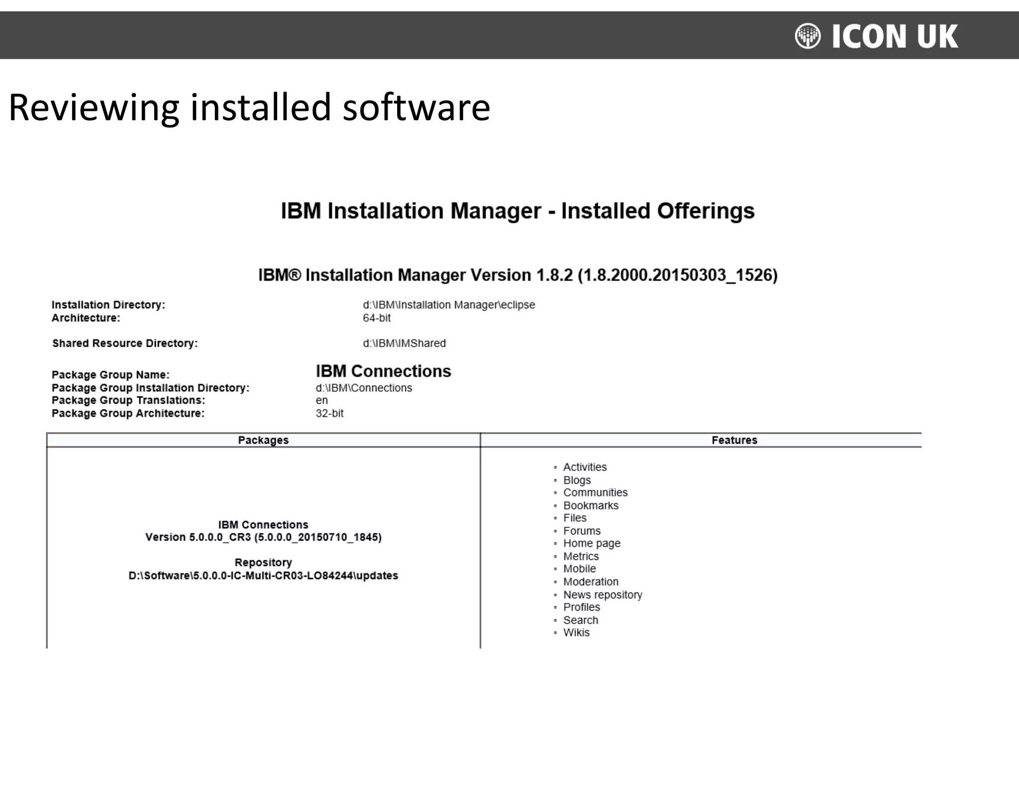 Reviewing	
  installed	
  software
 