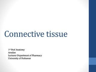 Connective tissue
1st Prof Anatomy
Arsalan
Lecturer Department of Pharmacy
University of Peshawar
 