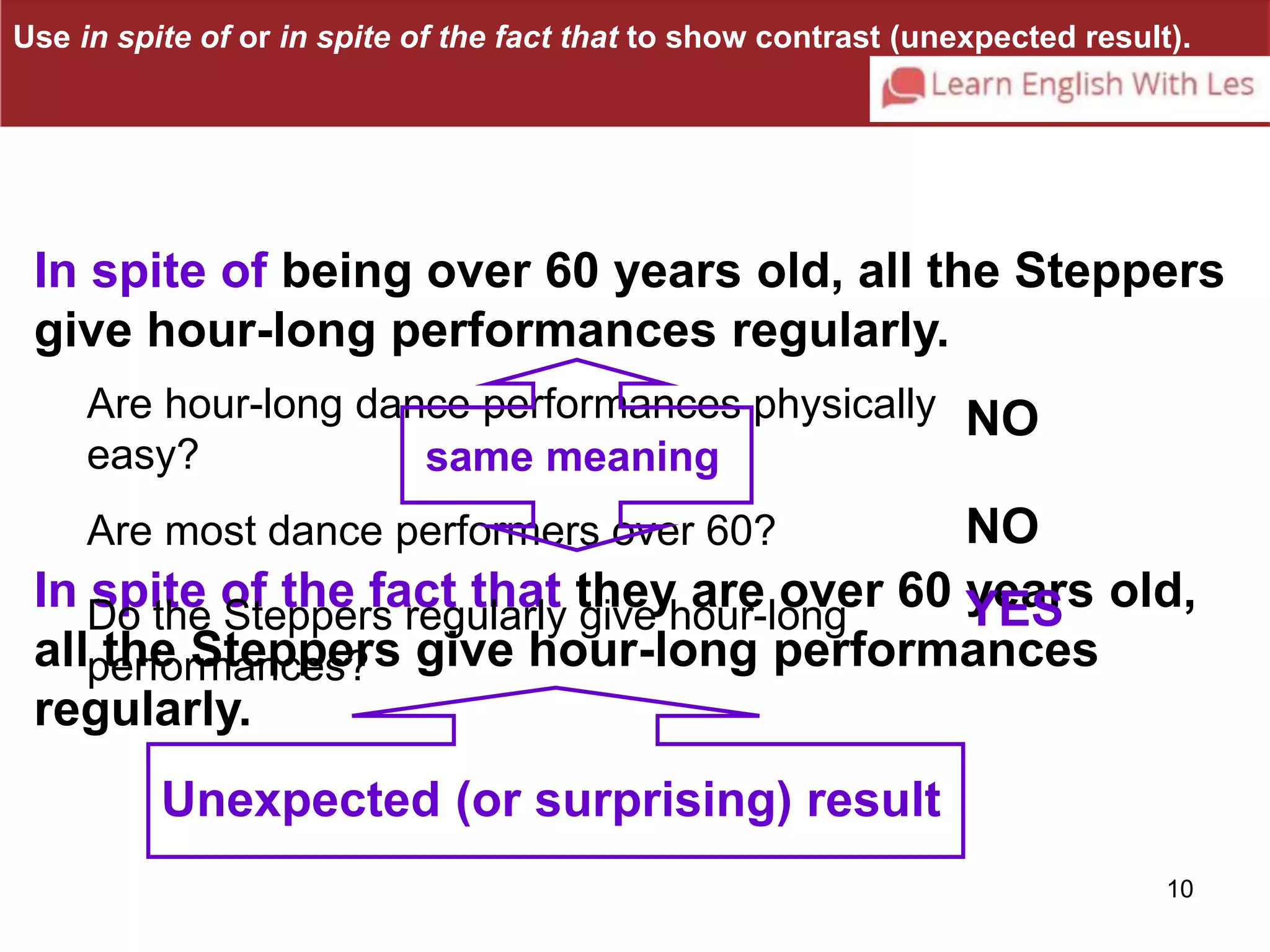 Connectives that express cause and effect contrast and condition | PPT