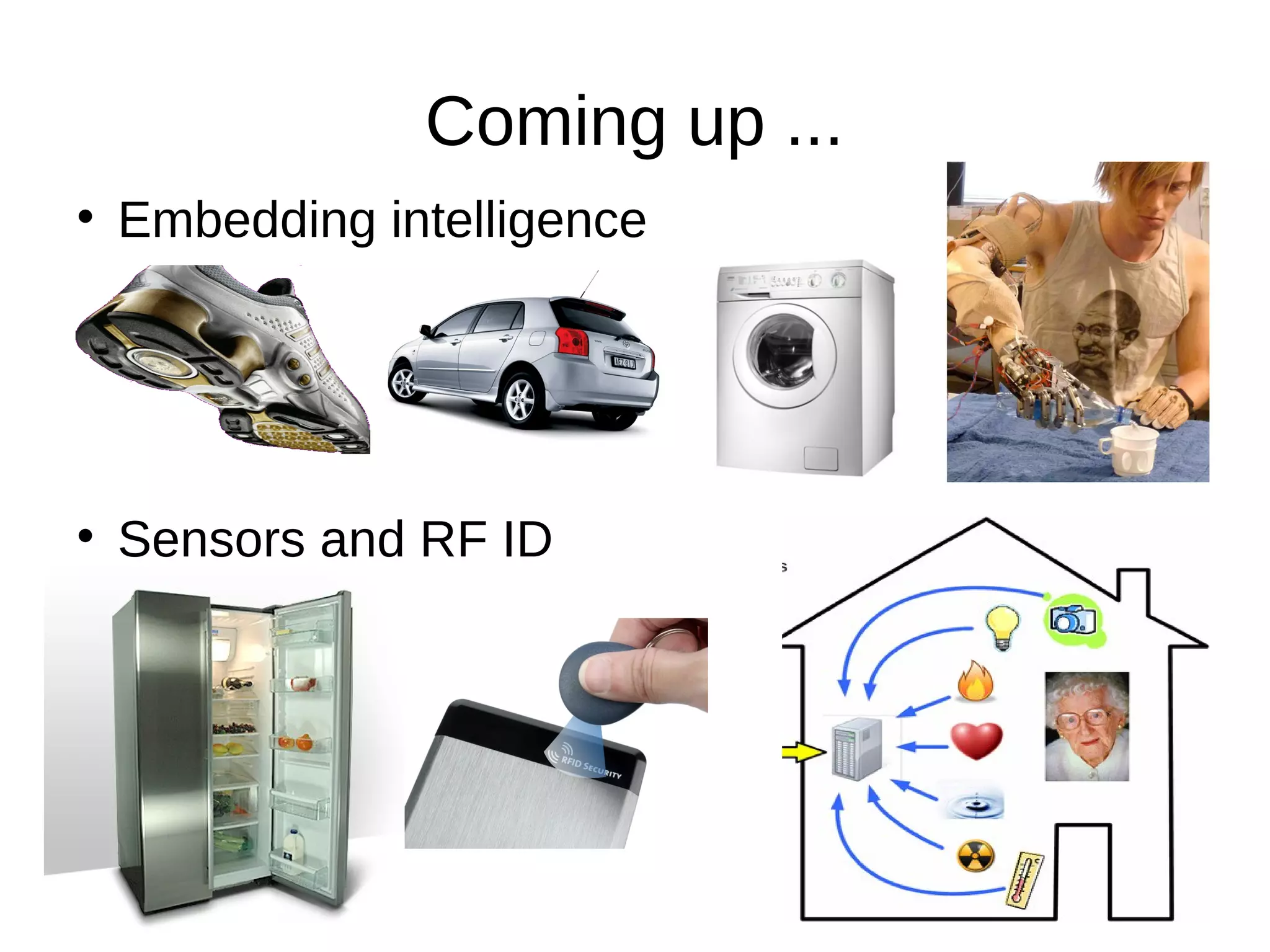 Coming up ...
Embedding intelligence
Sensors and RF ID
