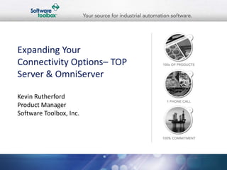 Expanding Your
Connectivity Options– TOP
Server & OmniServer

Kevin Rutherford
Product Manager
Software Toolbox, Inc.
 