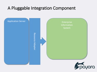 A Pluggable Integration Component
Application Server
ResourceAdapter
Enterprise
Information
System
 