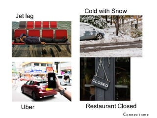 Jet lag
Cold with Snow
Uber Restaurant Closed
 