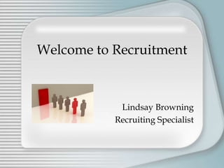 Welcome to Recruitment Lindsay Browning Recruiting Specialist 