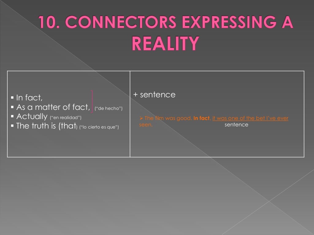 CONNECTORS. MEANING AND USE
