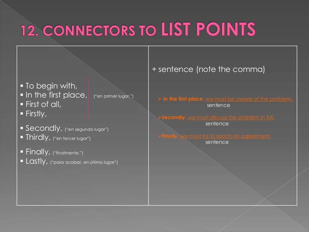 CONNECTORS. MEANING AND USE