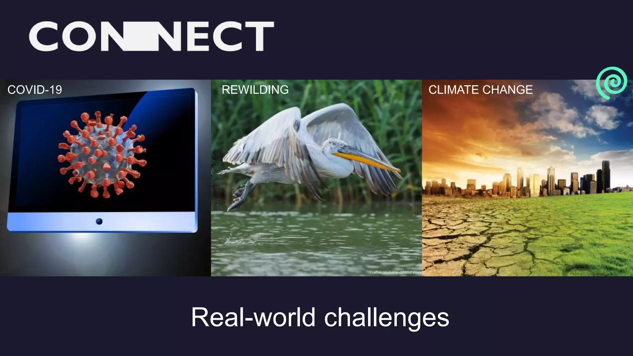 Real-world challenges
COVID-19 REWILDING CLIMATE CHANGE
 