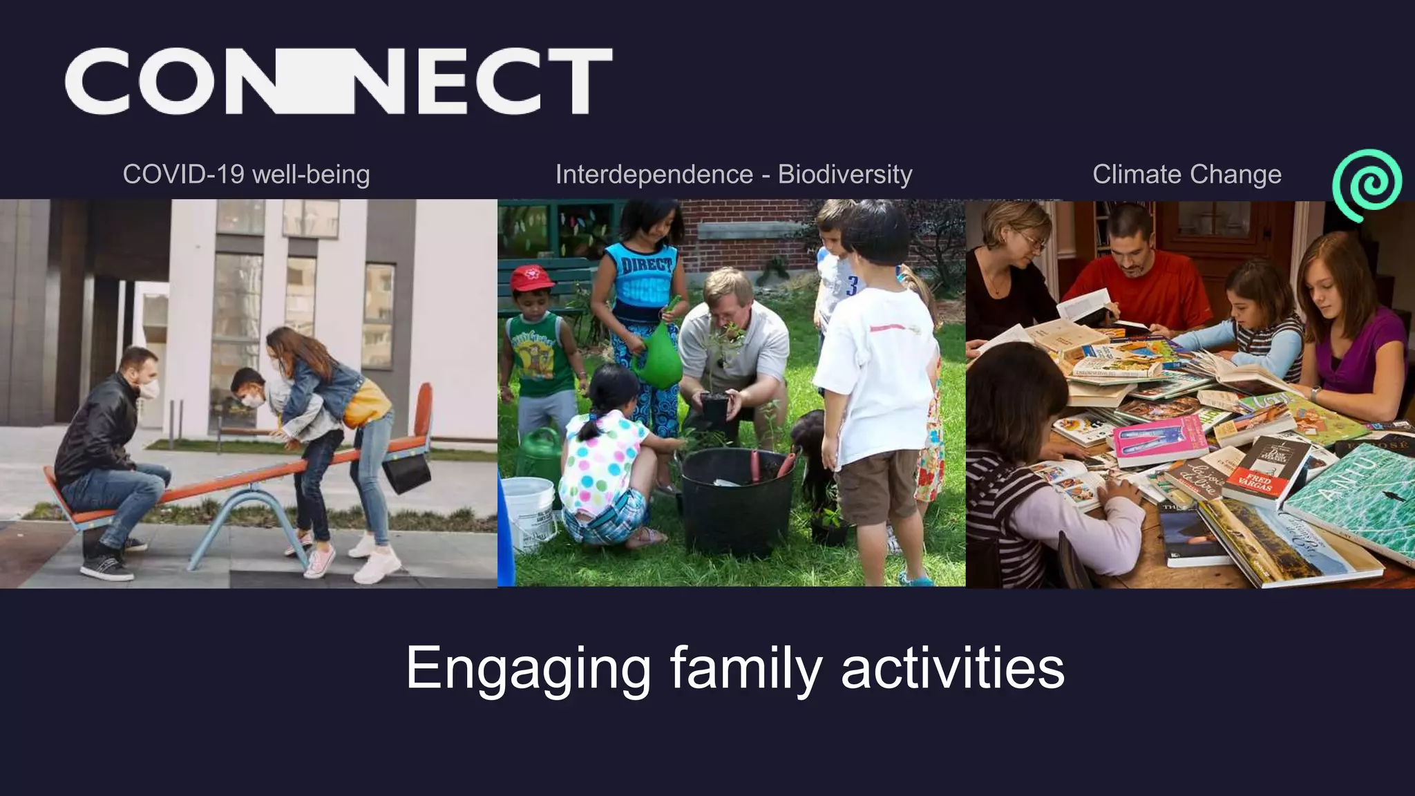 Engaging family activities
COVID-19 well-being Interdependence - Biodiversity Climate Change
 