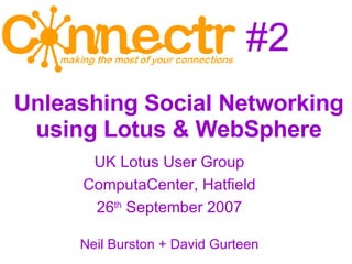 #2 ,[object Object],[object Object],[object Object],[object Object],Social Networking Using Lotus & WebSphere   Unleashing Social Networking  using Lotus & WebSphere   