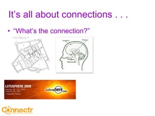 It’s all about connections . . .  “ What’s the connection?”  