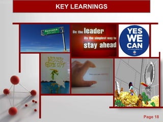 Powerpoint Templates
Page 18
KEY LEARNINGS
MBA is one way of
getting success
not the only way
of getting success
Never
Give Up!
Be a Leader Self-
Confidence
Make your Own
Identity
Hungry to
make as much
as money
 