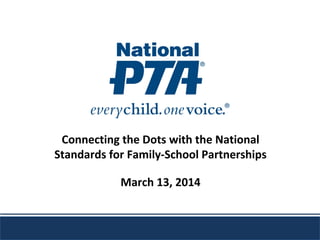 Connecting the Dots with the National
Standards for Family-School Partnerships
March 13, 2014
 