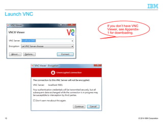 © 2014 IBM Corporation
Launch VNC
15
If you don’t have VNC
Viewer, see Appendix-
1 for downloading.
 