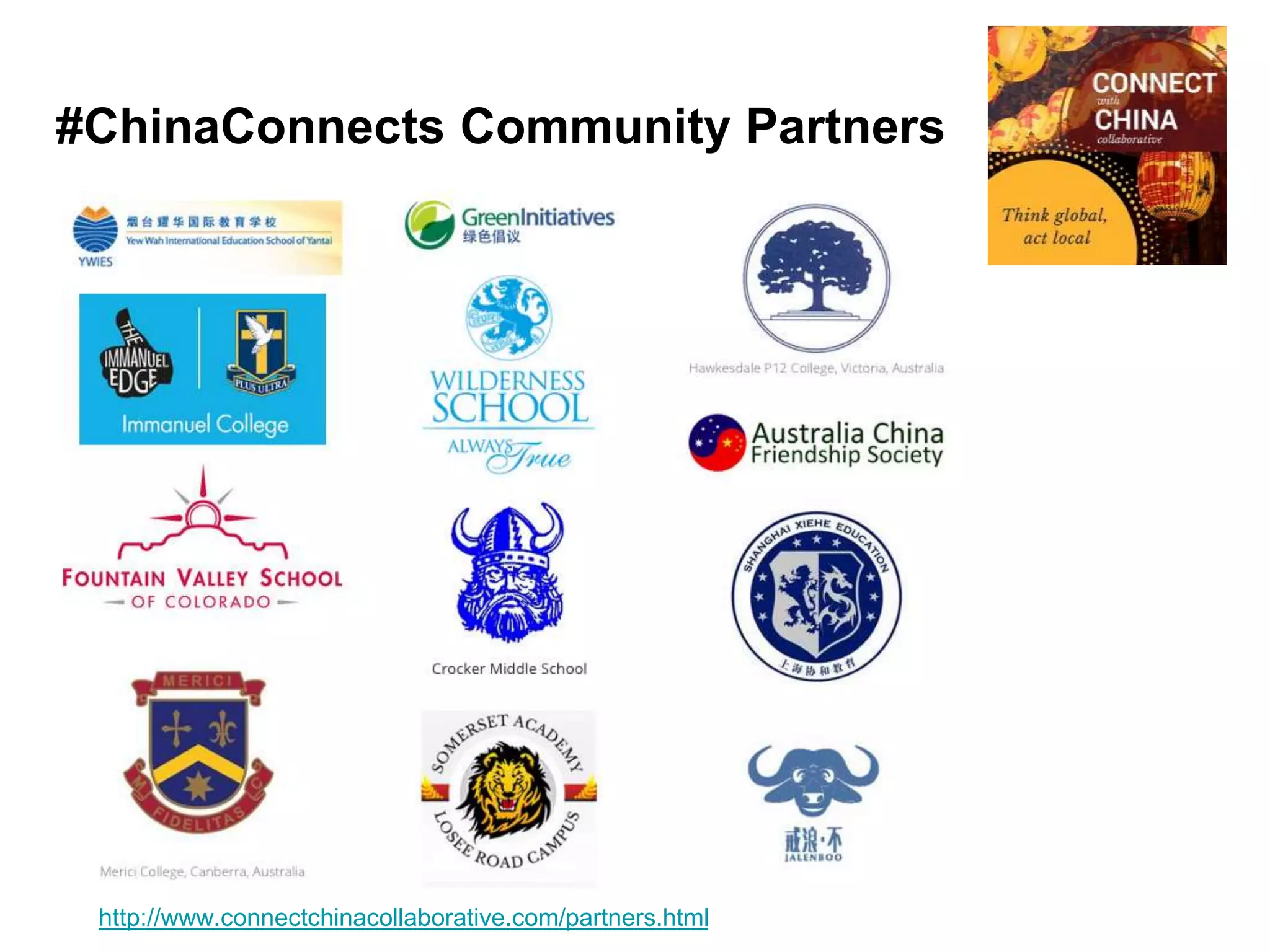 #ChinaConnects Community Partners
http://www.connectchinacollaborative.com/partners.html
 