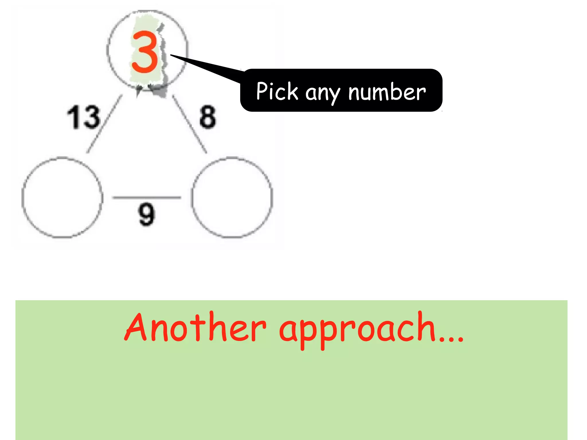 Pick any number

Another approach...

 