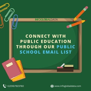 CONNECT WITH
PUBLIC EDUCATION
THROUGH OUR PUBLIC
SCHOOL EMAIL LIST
www.infoglobaldata.com
+1(206)7923760
 