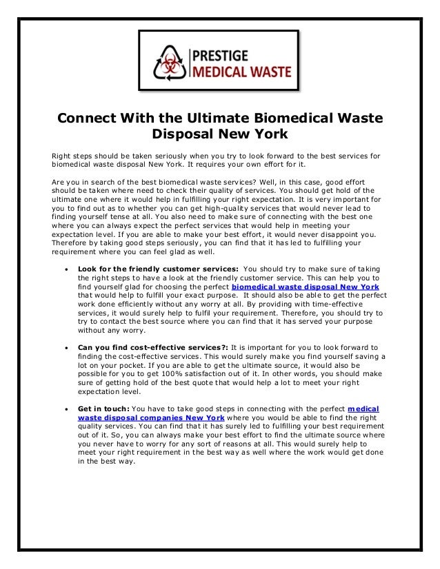 Connect with the ultimate biomedical waste disposal new york