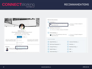 2018-04-03www.bctalents.ca21
RECOMMANDATIONS
 