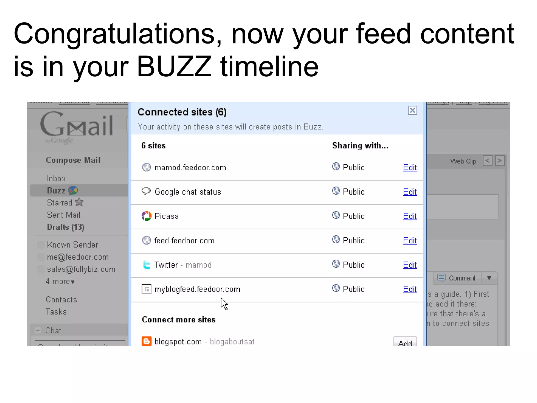 Congratulations, now your feed content is in your BUZZ timeline   