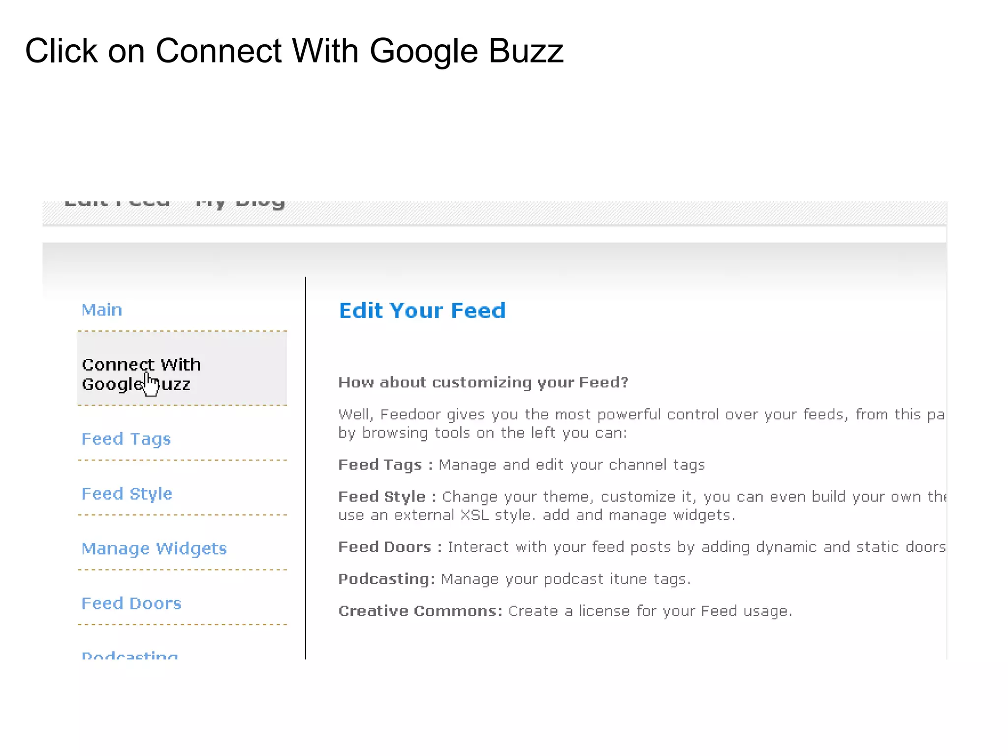 Click on Connect With Google Buzz   
