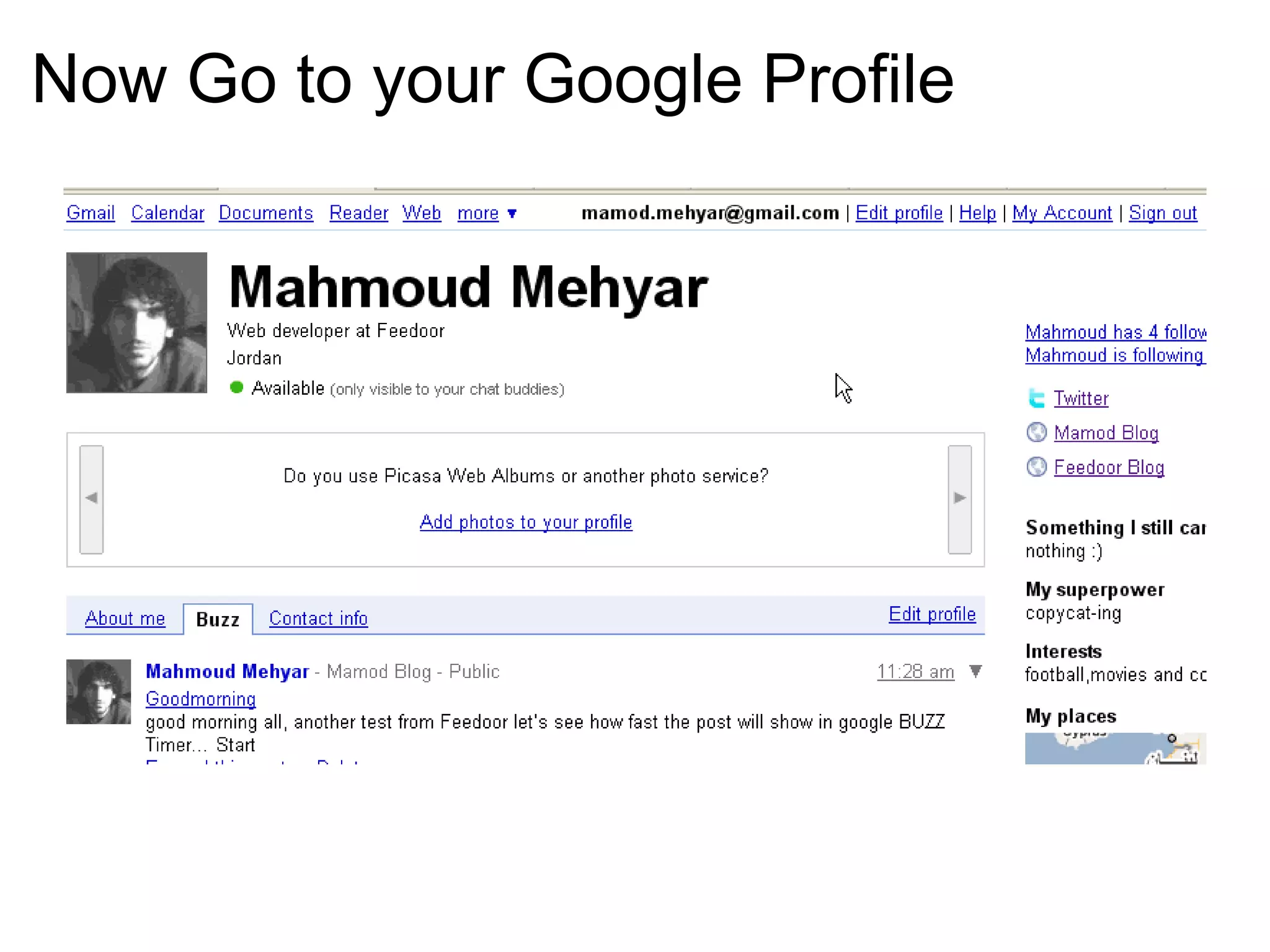 Now Go to your Google Profile   