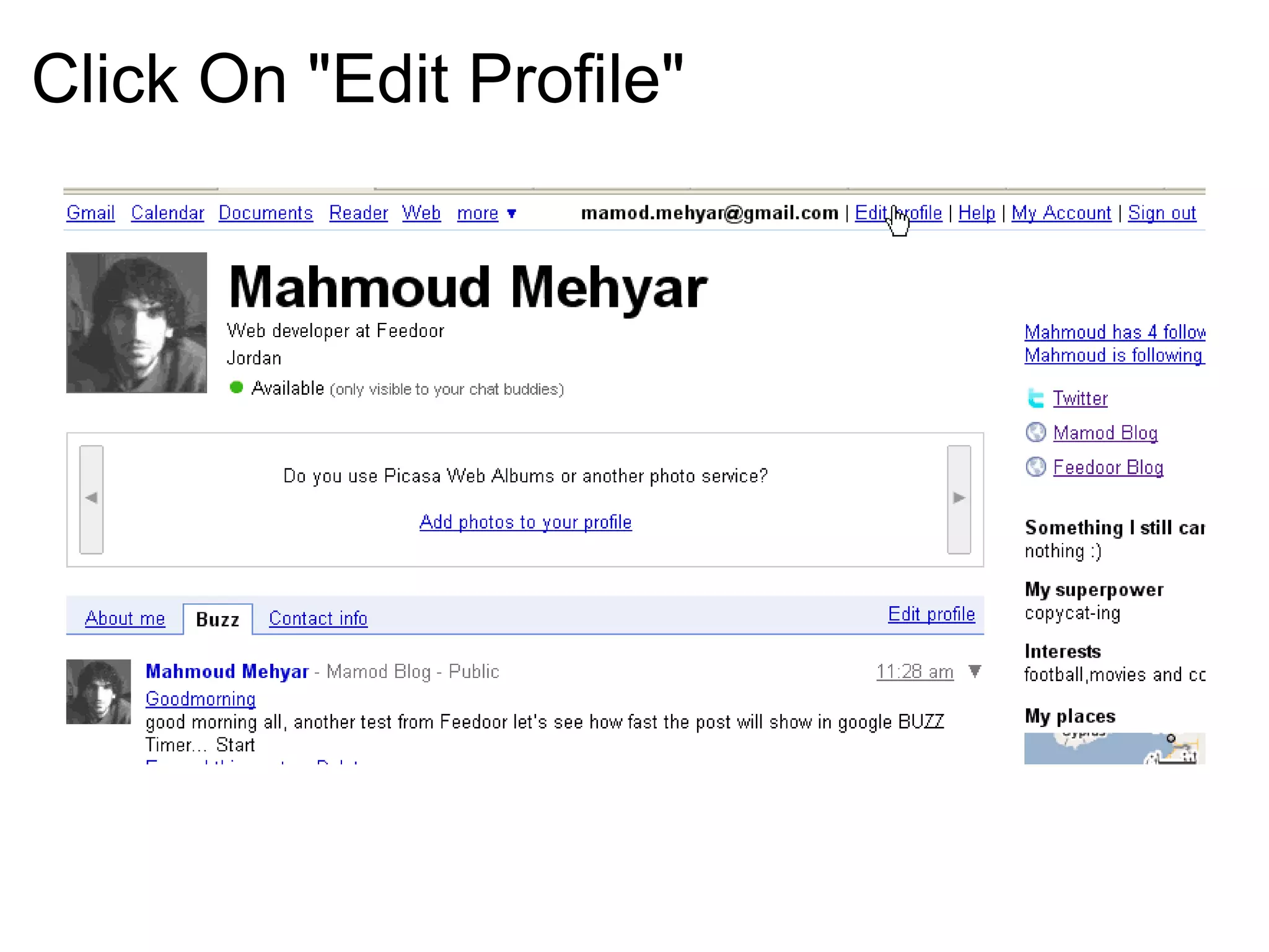 Click On &quot;Edit Profile&quot;   