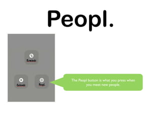 Peopl.

  The Peopl button is what you press when
          you meet new people.
 