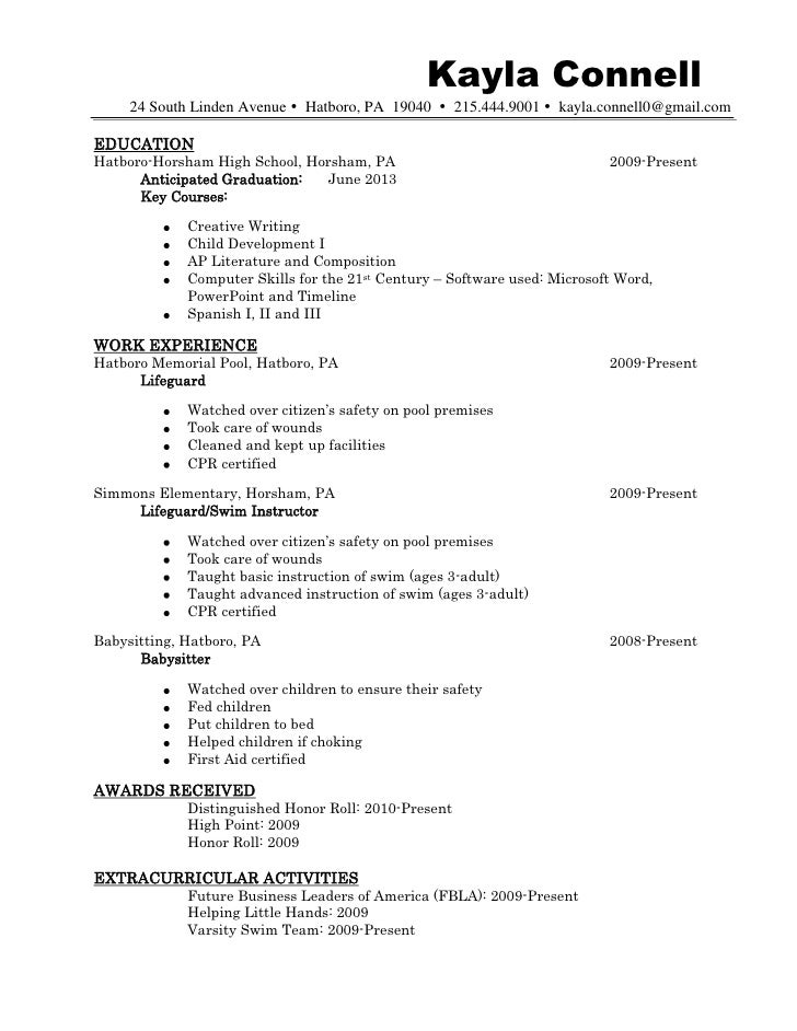 swim instructor resume