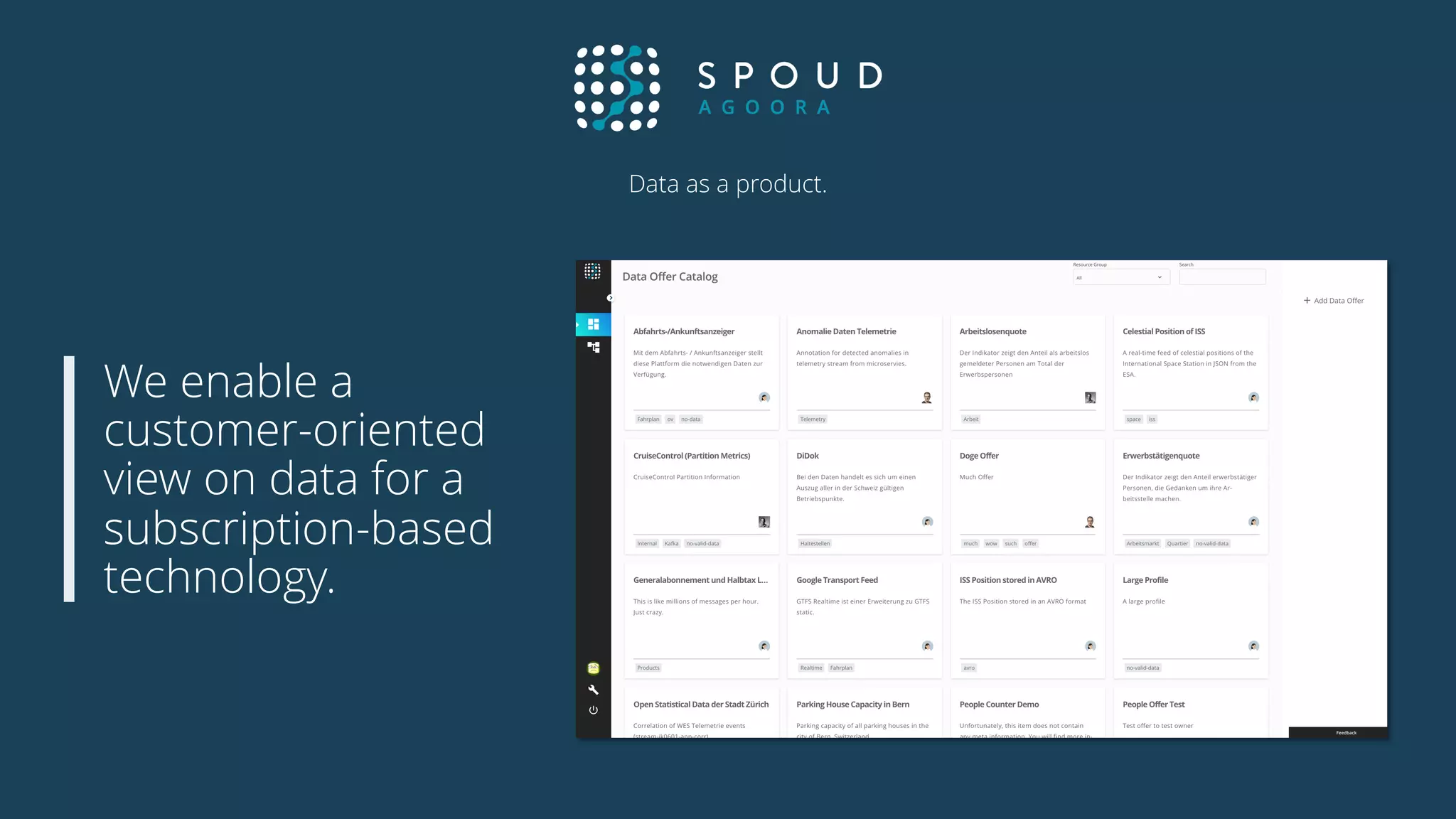 Data as a product.
We enable a
customer-oriented
view on data for a
subscription-based
technology.
 