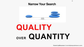 Narrow Your Search
QUALITY
OVER QUANTITY
21
 