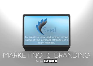 Marketing & branding
To create a new and unique brand
based off the personal attributes of a
team member.
Set by
 