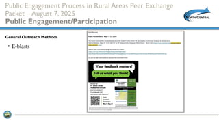 Public Engagement Process in Rural Areas Peer Exchange
Packet – August 7, 2025
Public Engagement/Participation
• E-blasts
General Outreach Methods
 