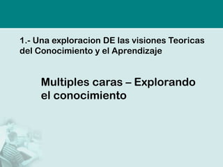 1.- Una exploracion DE las visiones Teoricas
del Conocimiento y el Aprendizaje


     Multiples caras – Explorando
     el conocimiento
 
