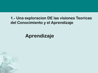 1.-Una exploracion DE las visiones Teoricas del Conocimiento y el Aprendizaje 
Aprendizaje  