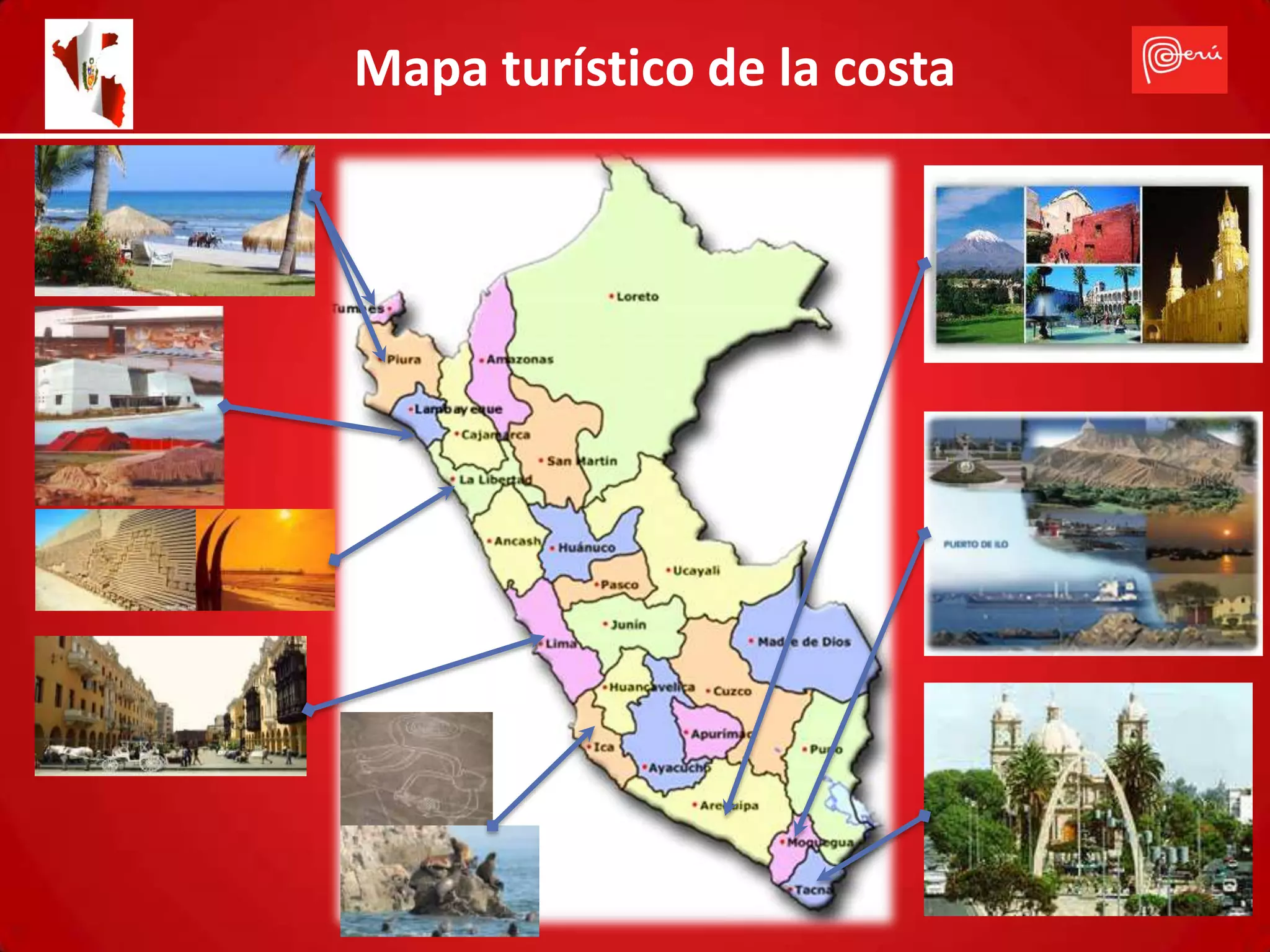 Mapa turístico de la costa
 