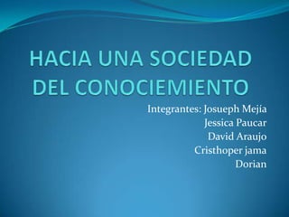 Integrantes: Josueph Mejía
Jessica Paucar
David Araujo
Cristhoper jama
Dorian
 