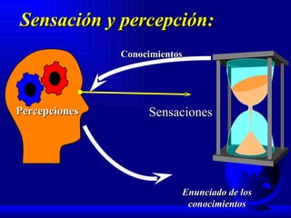Sensación y percepción: Percepciones Sensaciones Conocimientos Enunciado de los conocimientos 