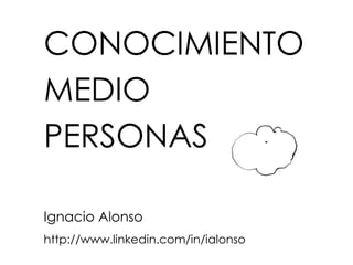 CONOCIMIENTO
MEDIO
PERSONAS

Ignacio Alonso
http://www.linkedin.com/in/ialonso
 