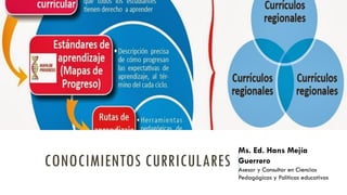 CONOCIMIENTOS CURRICULARES
Ms. Ed. Hans Mejía
Guerrero
Asesor y Consultor en Ciencias
Pedagógicas y Políticas educativas
 
