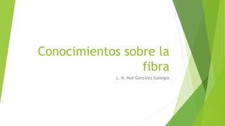 Conocimientos sobre la
fibra
L. N. Noé González Gallegos
 