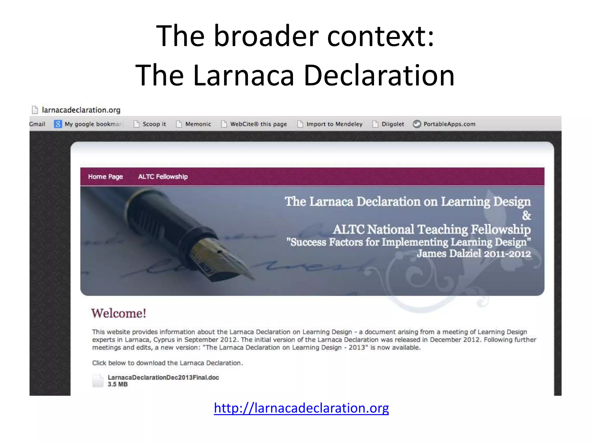 The broader context:
The Larnaca Declaration
http://larnacadeclaration.org
 